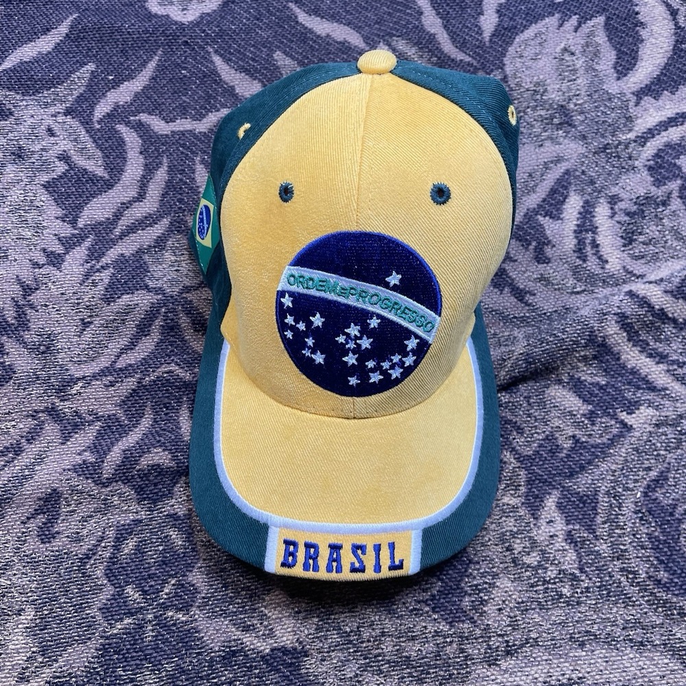 Vtg Y2K Brasil Baseball Adjustable Cotton Baseball Cap Adult National DCI Green